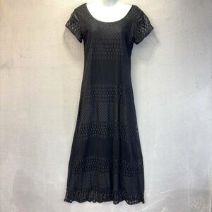 Vintage Lace Maxi Dress Petites 6P Petite Black Whimsigoth Vamp Goth Traditional
